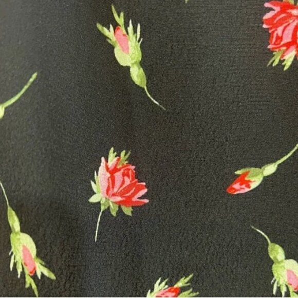 OASIS NWT Rose/Black Print short sleeve elastic ruffled neck viscose breathes 12 - Picture 8 of 16